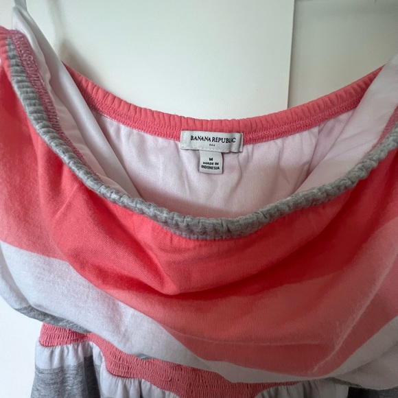 Coral Banana Republic Stripe Tube Top Sleeveless Strapless Summer Dress - Picture 4 of 7